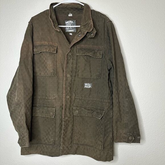 Vans Brown Distressed Checkerboard Working Class Heros Jacket Mens Small - Picture 1 of 5
